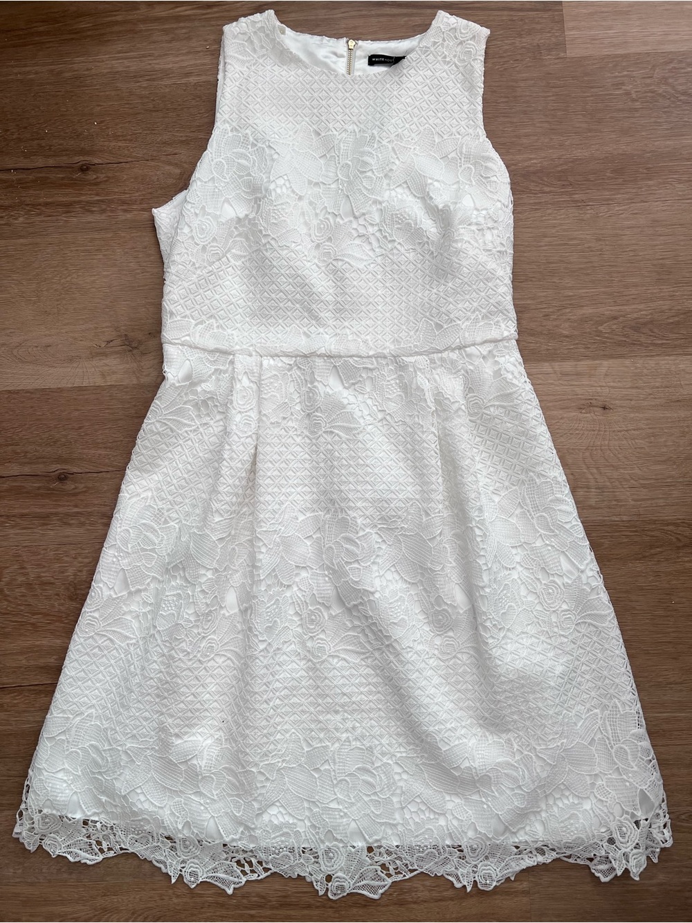 High Neck White Lace Dress